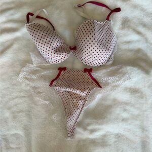 Red polka dot lingerie set